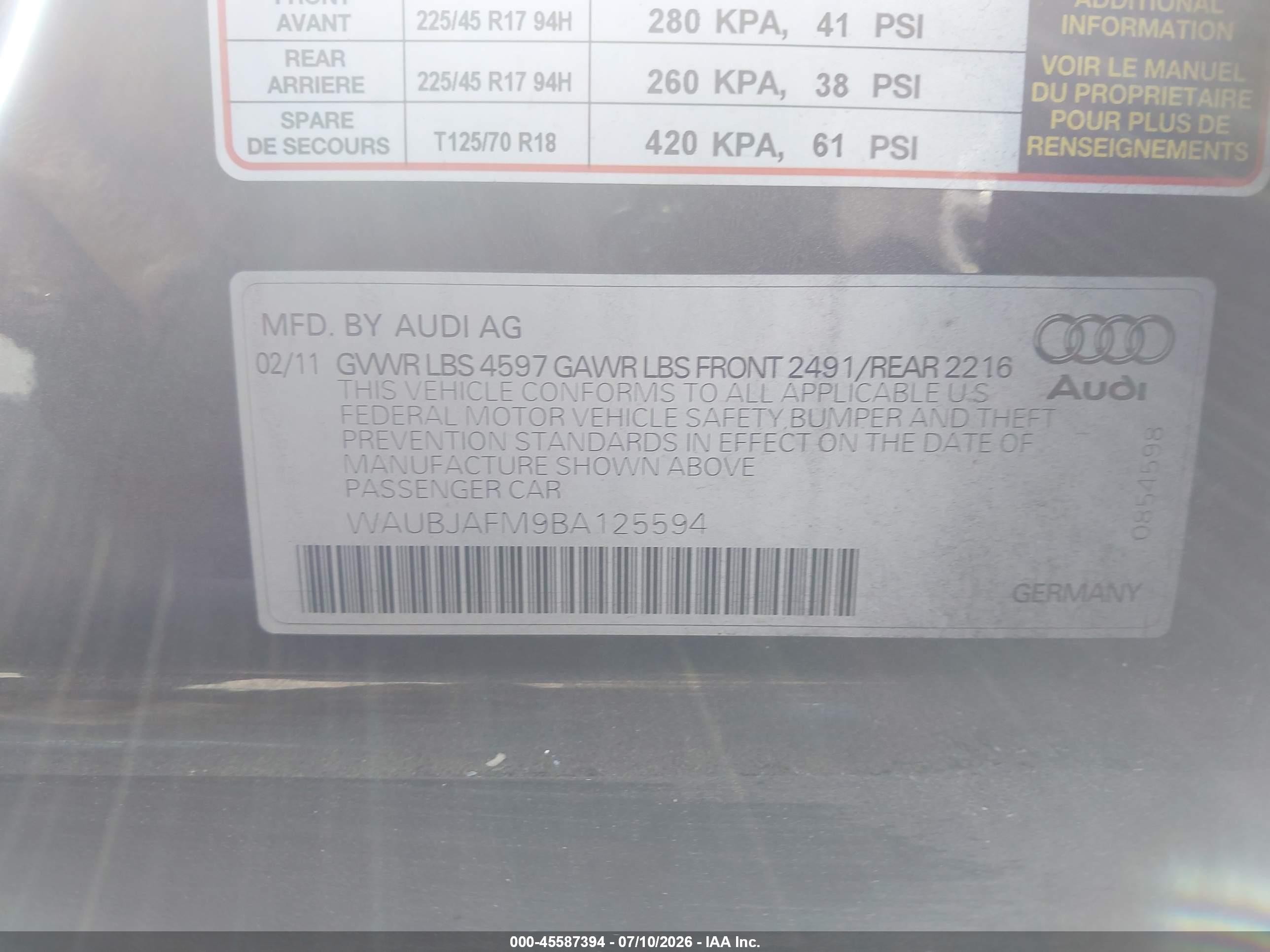 2011 Audi A3 2.0 Tdi Premium Gray vin: WAUBJAFM9BA125594