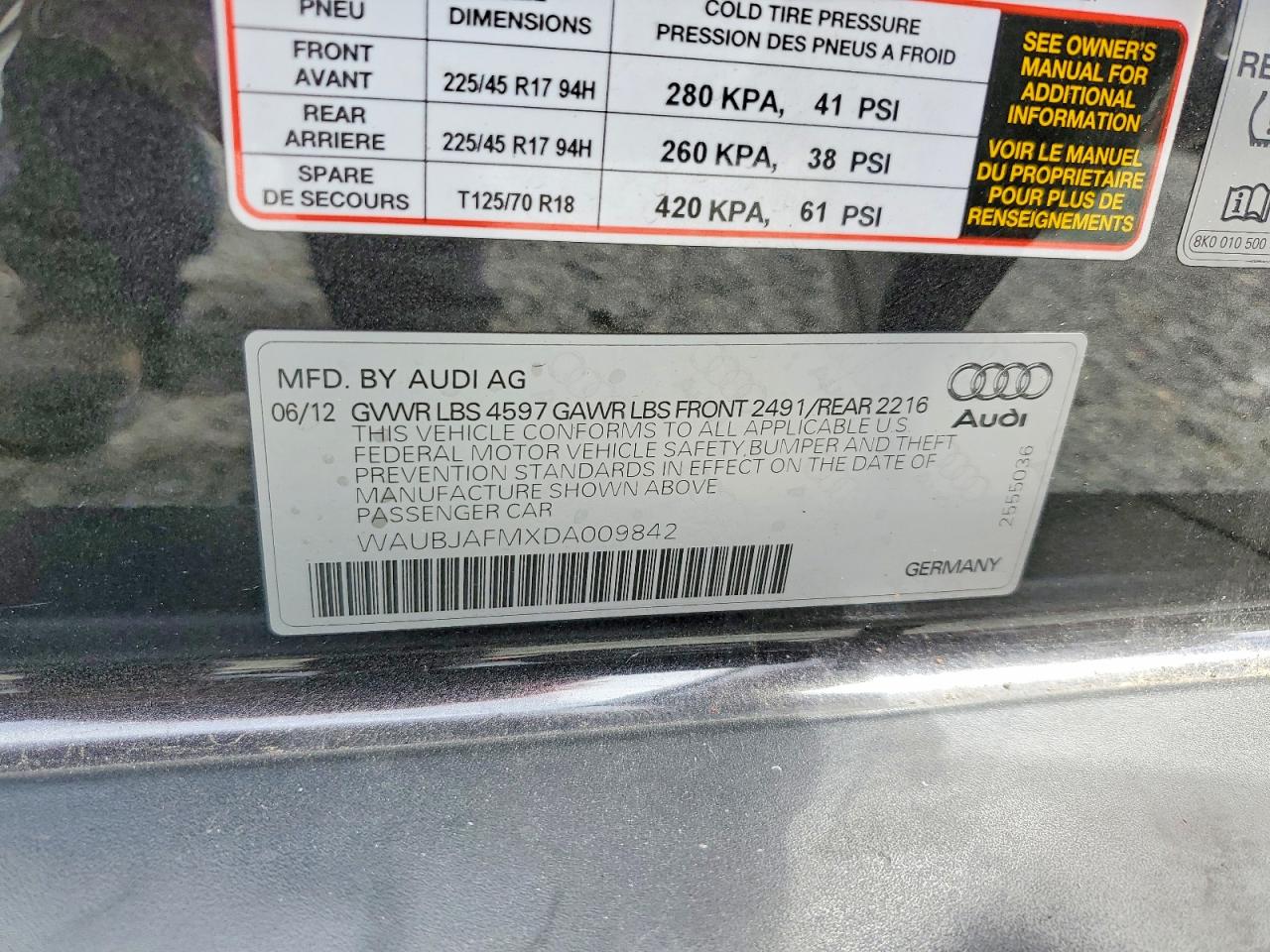2013 Audi A3 Premium Серый vin: WAUBJAFMXDA009842