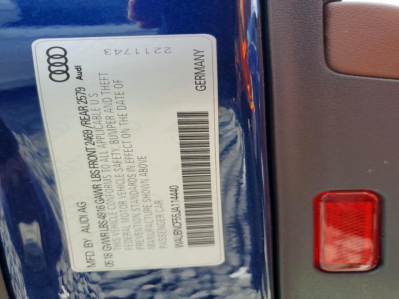 2018 Audi A5 Premium Plus Blue vin: WAUBNCF55JA114440