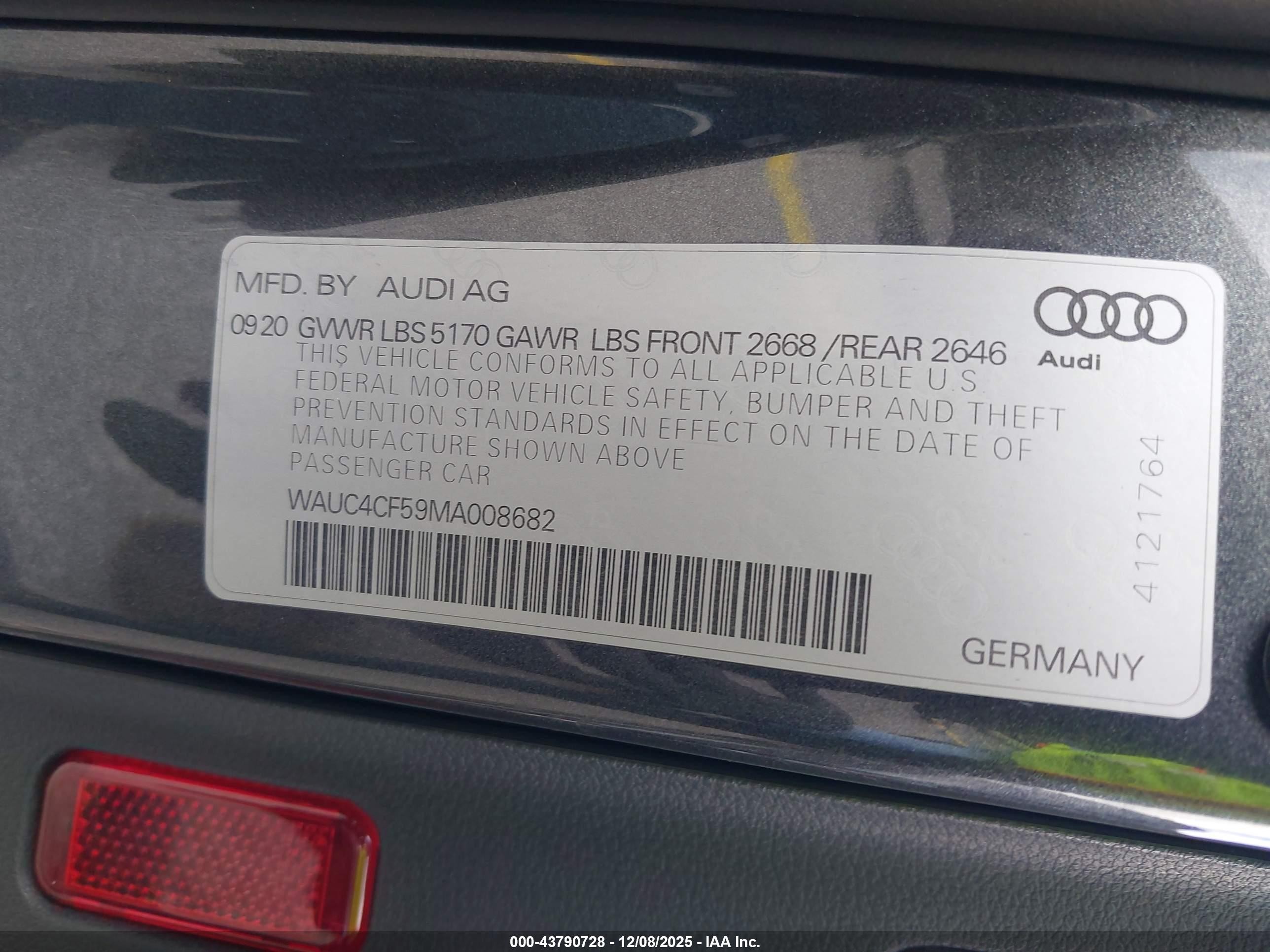 2021 Audi S5 Sportback Premium Plus Tfsi Quattro Tiptronic Gray vin: WAUC4CF59MA008682