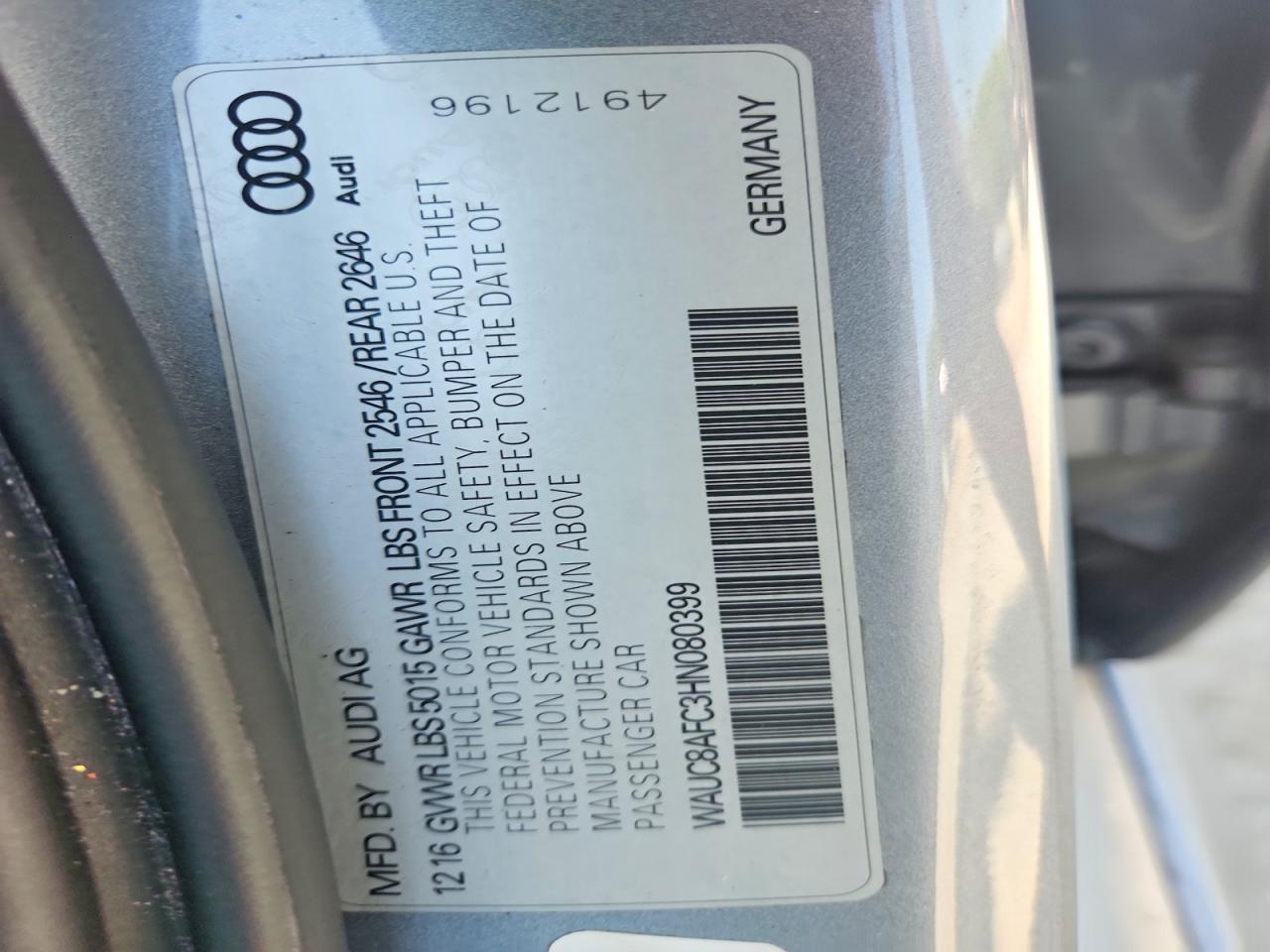 2017 Audi A6 Premium Gray vin: WAUC8AFC3HN080399