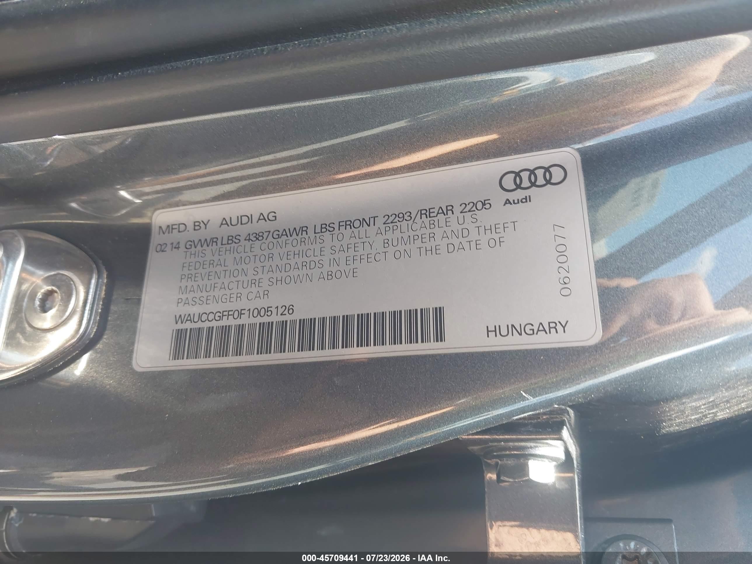 2015 Audi A3 1.8t Premium Gray vin: WAUCCGFF0F1005126