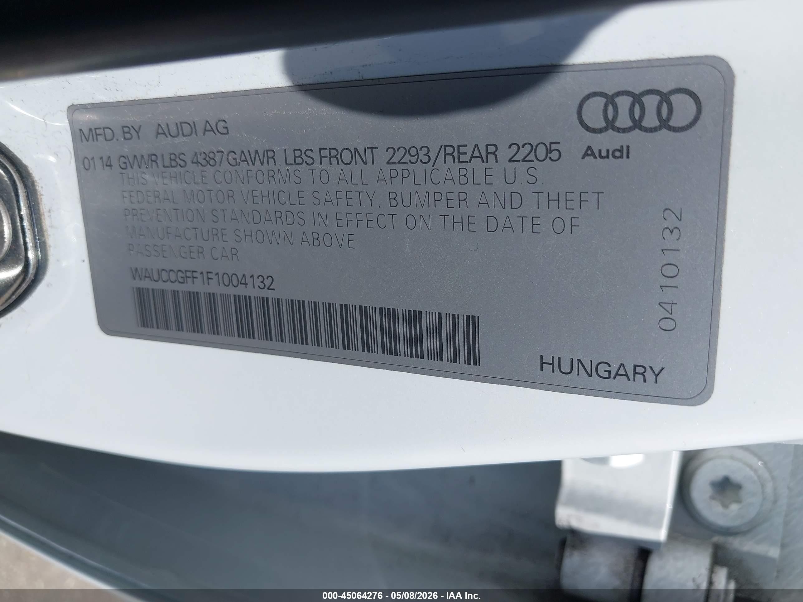 2015 Audi A3 1.8t Premium White vin: WAUCCGFF1F1004132