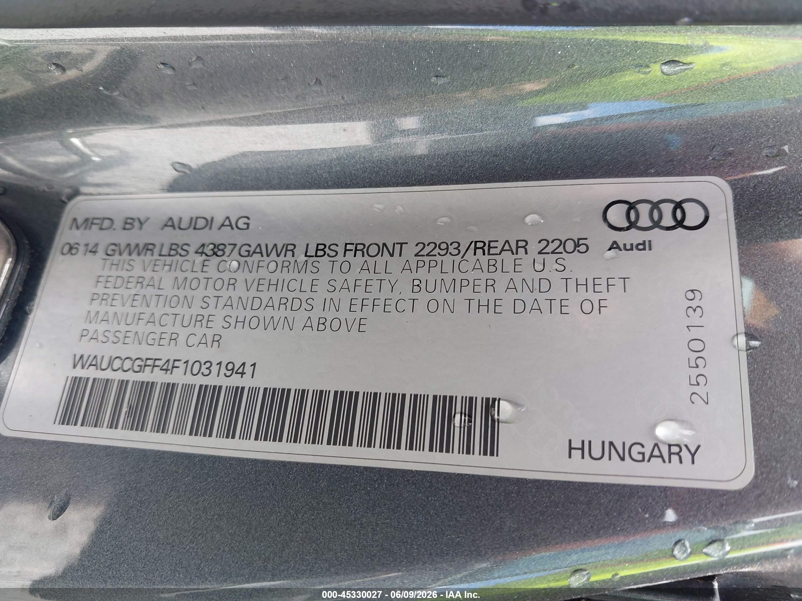 2015 Audi A3 1.8t Premium Black vin: WAUCCGFF4F1031941