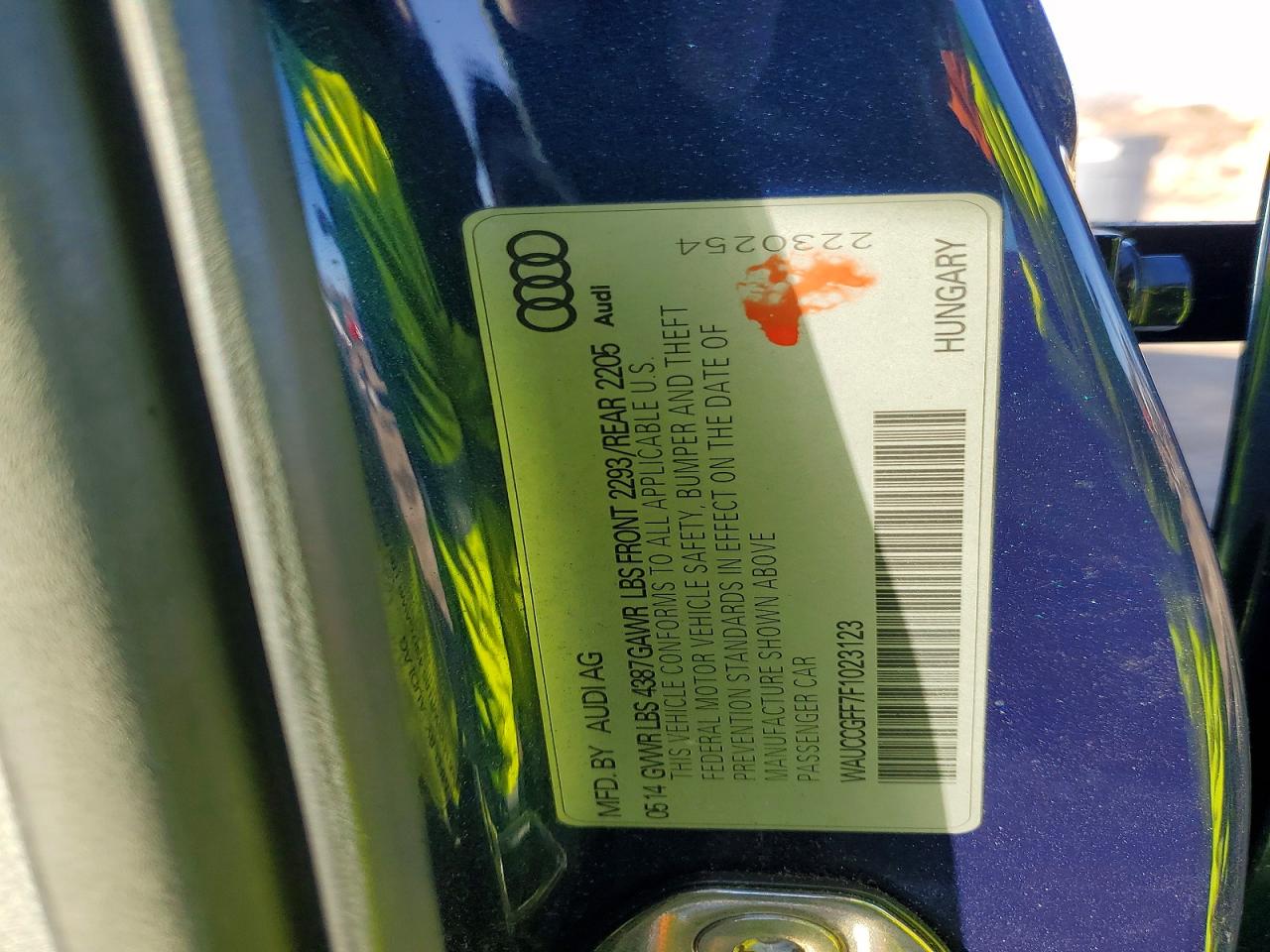 2015 Audi A3 Premium Plus Blue vin: WAUCCGFF7F1023123