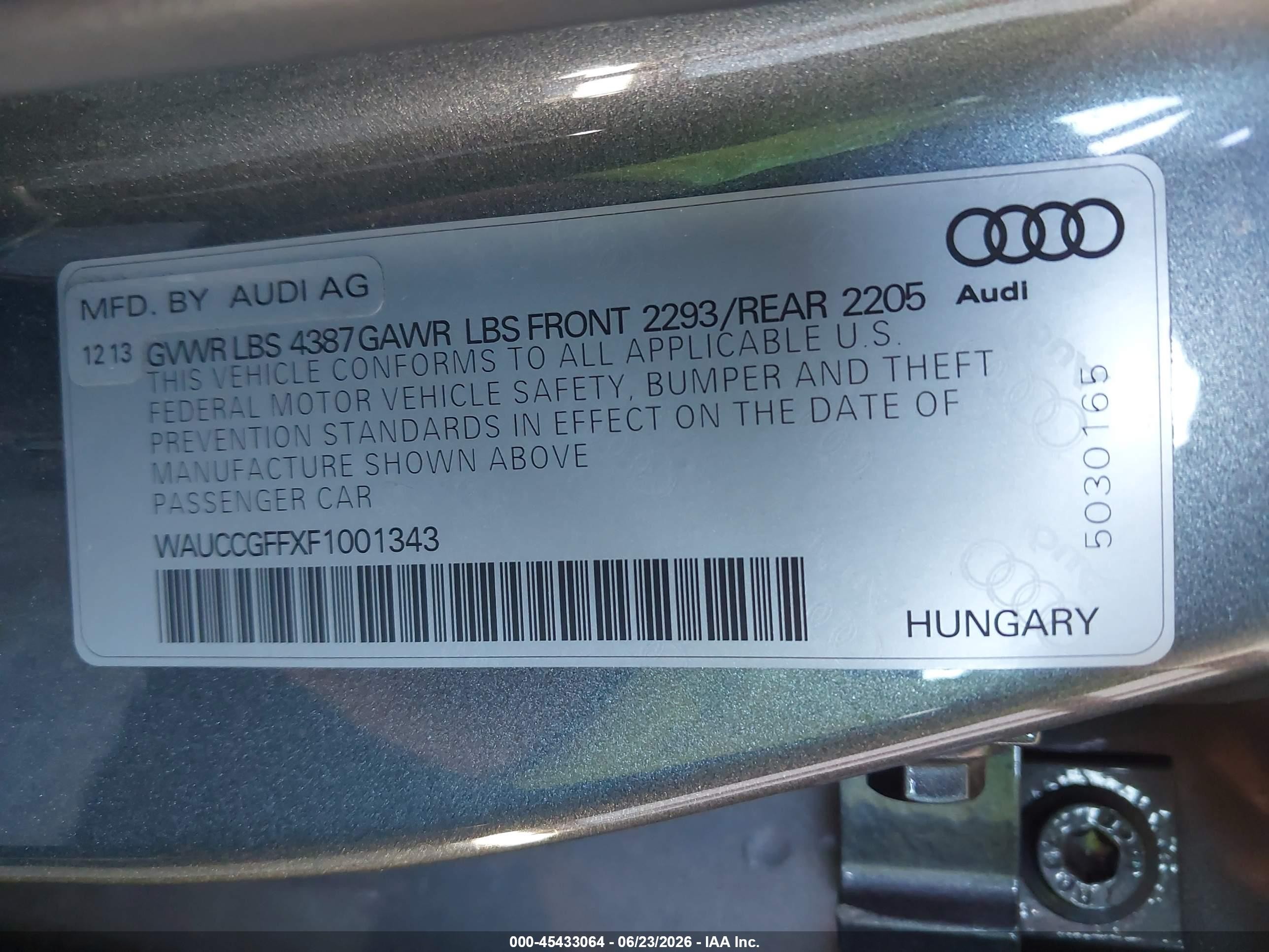 2015 Audi A3 1.8t Premium Gray vin: WAUCCGFFXF1001343