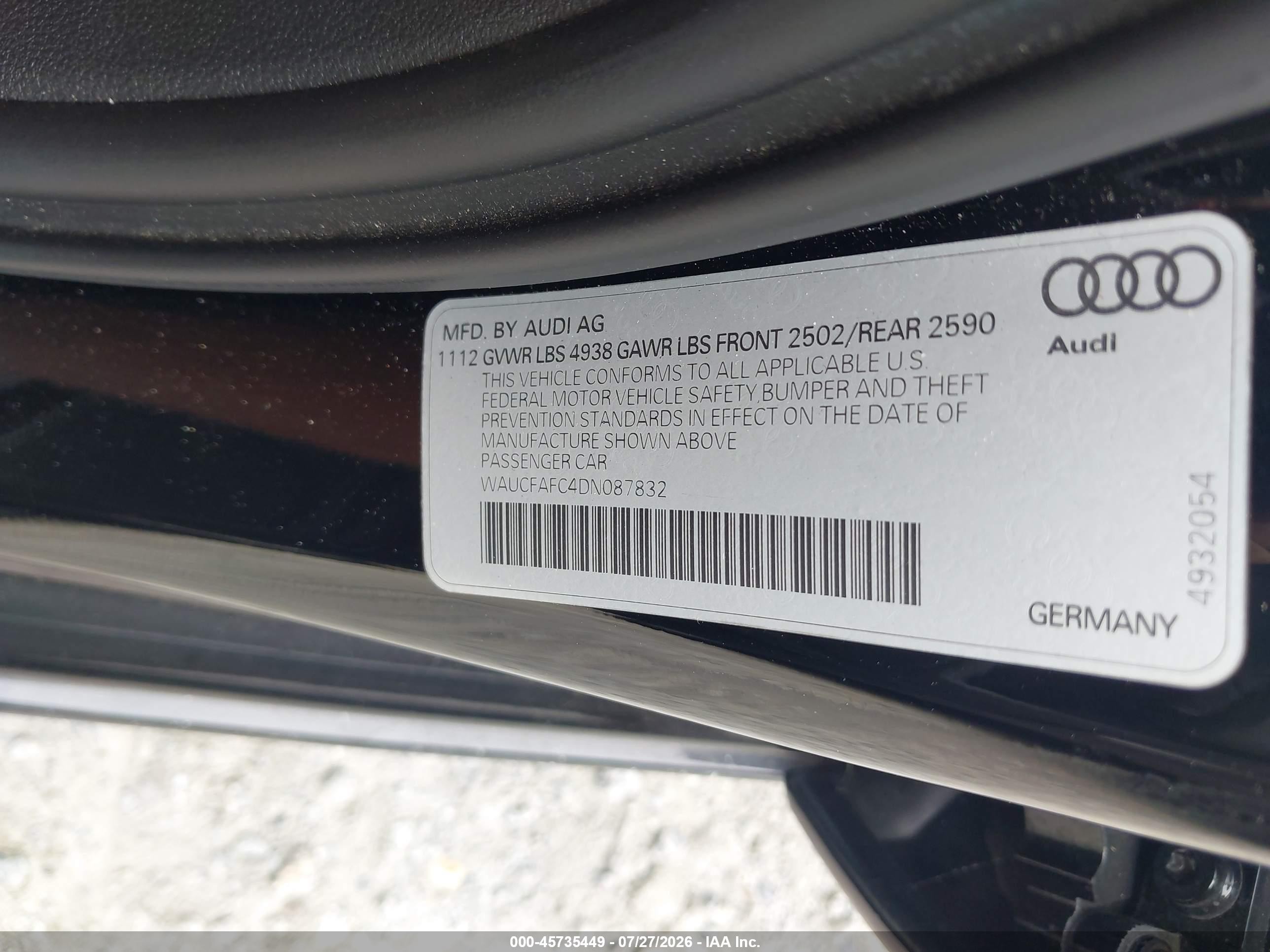 2013 Audi A6 2.0t Premium Black vin: WAUCFAFC4DN087832