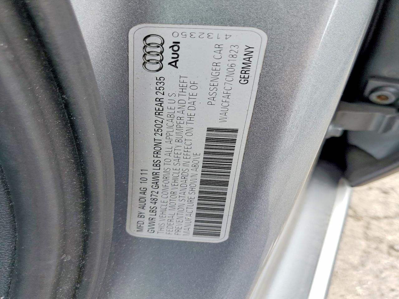 2012 Audi A6 Premium Silver vin: WAUCFAFC7CN061823