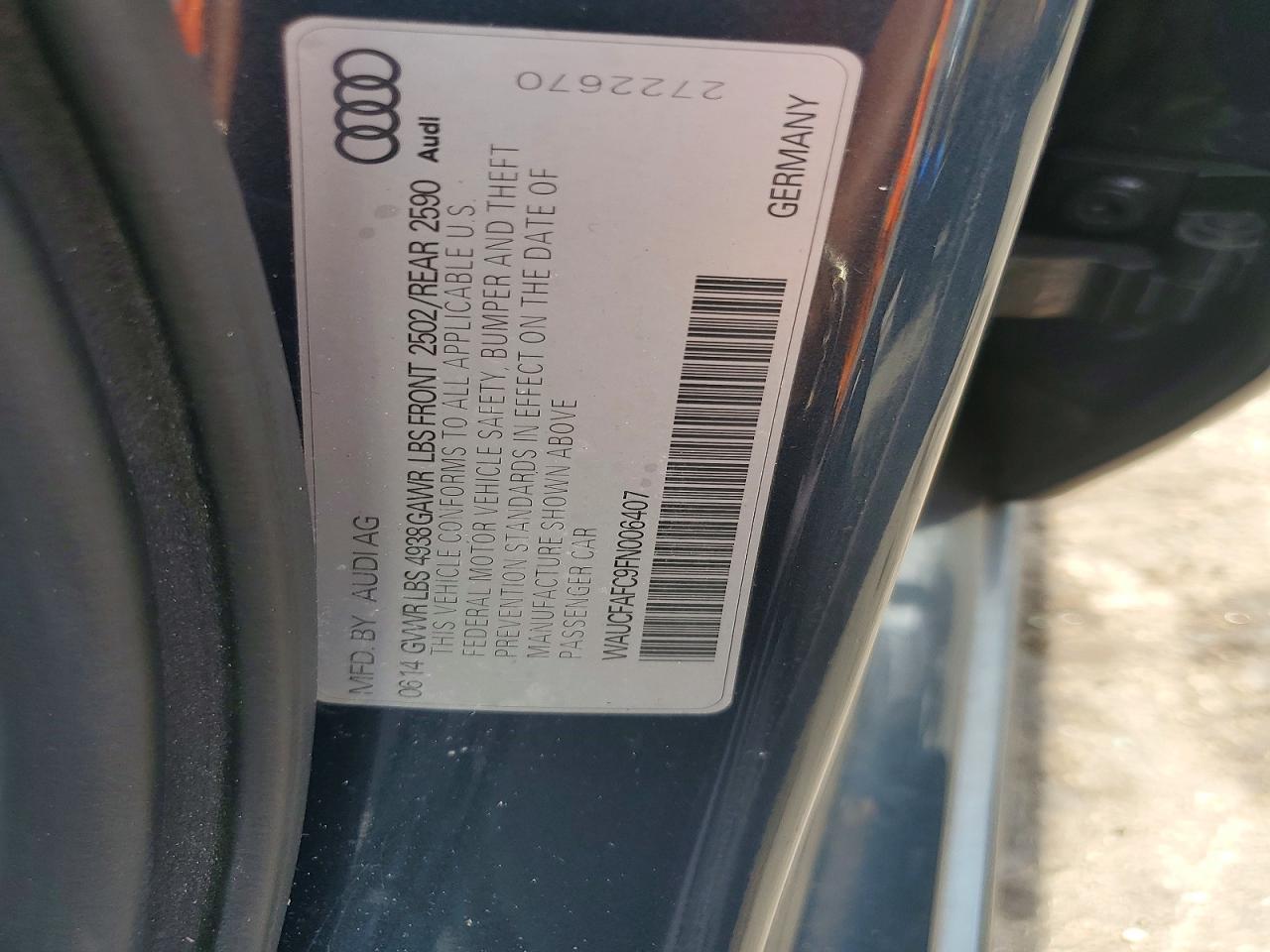 2015 Audi A6 Premium Charcoal vin: WAUCFAFC9FN006407