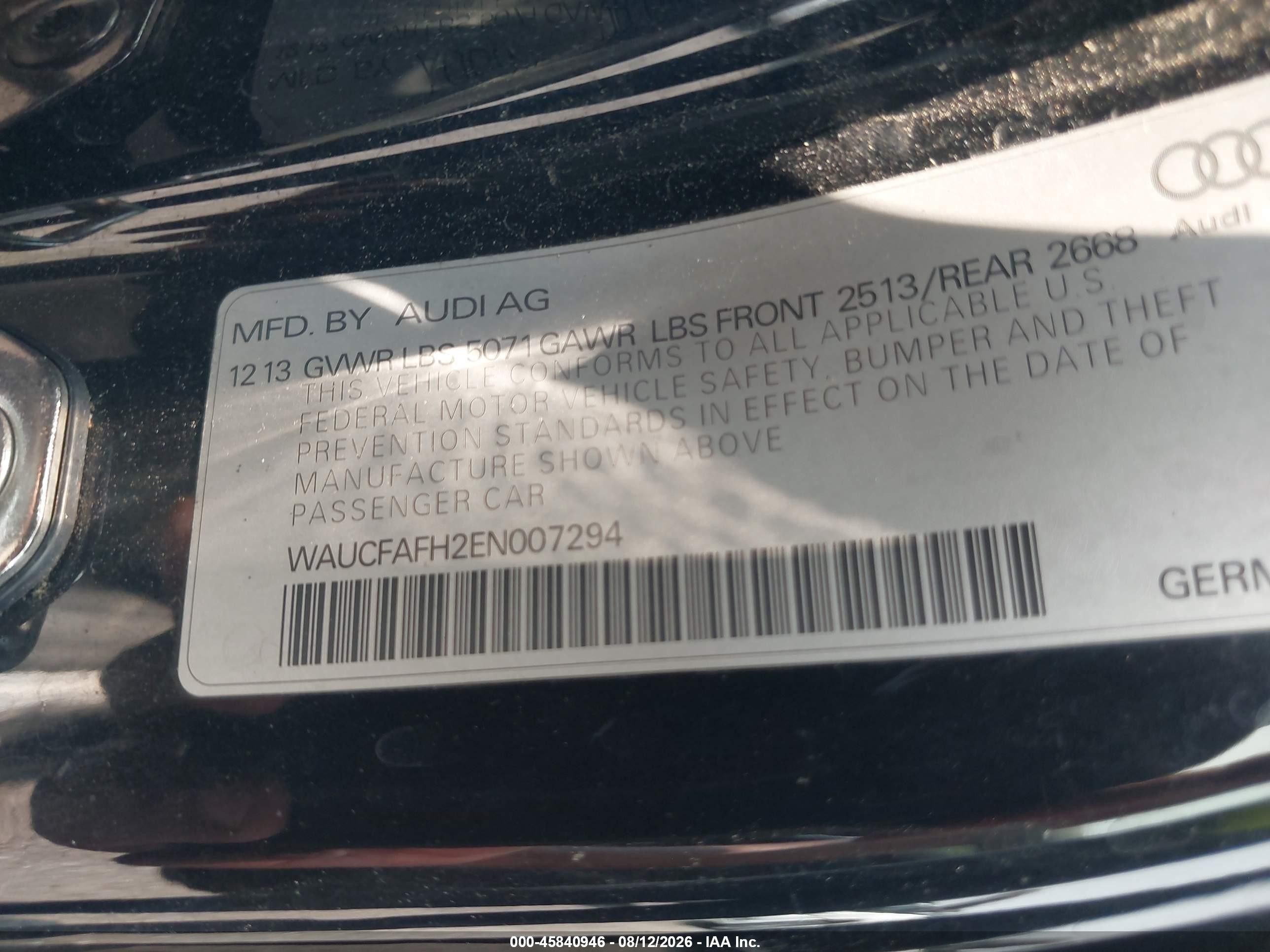 2014 Audi A5 2.0t Premium Black vin: WAUCFAFH2EN007294