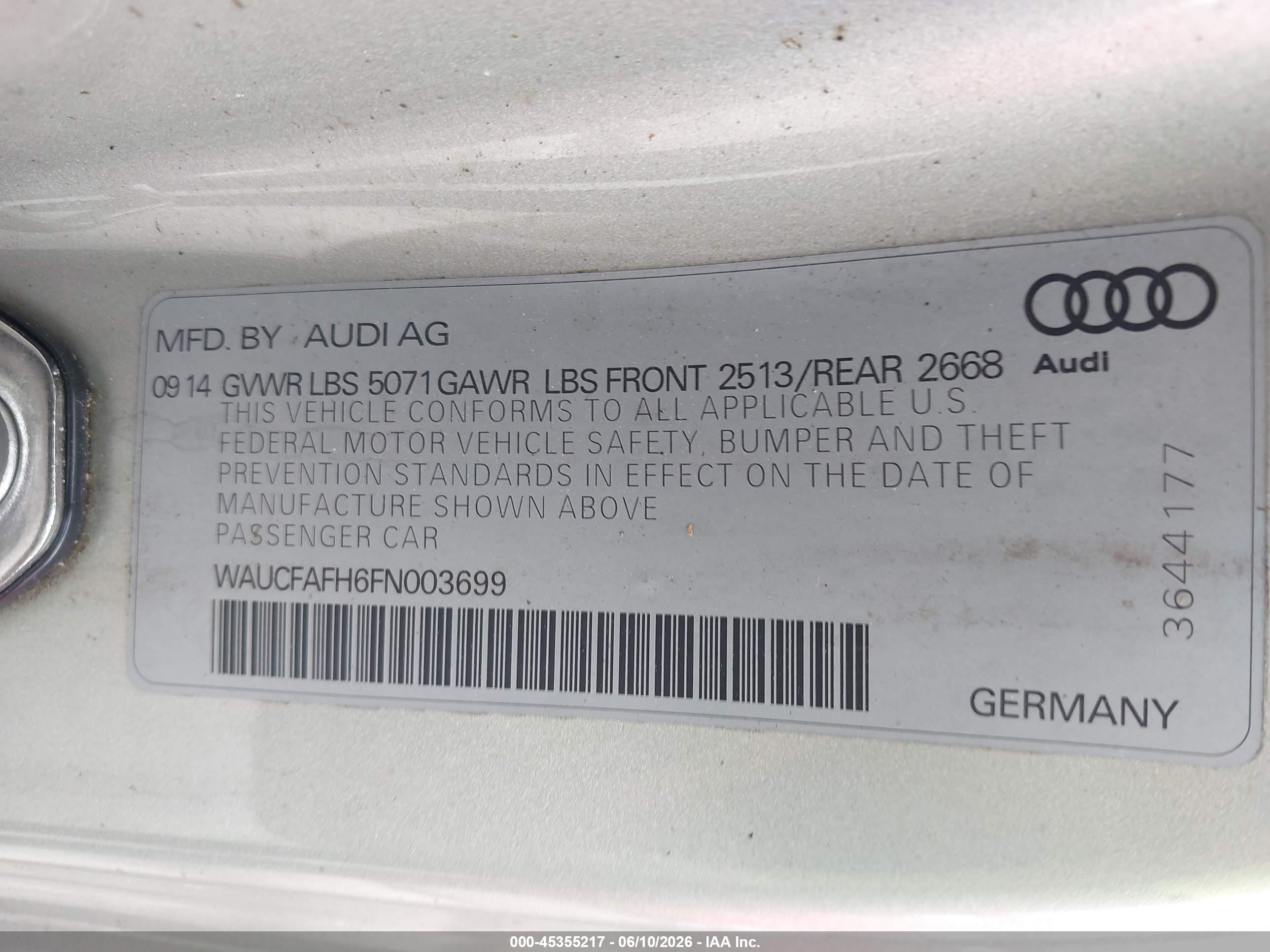 2015 Audi A5 2.0t Premium Silver vin: WAUCFAFH6FN003699