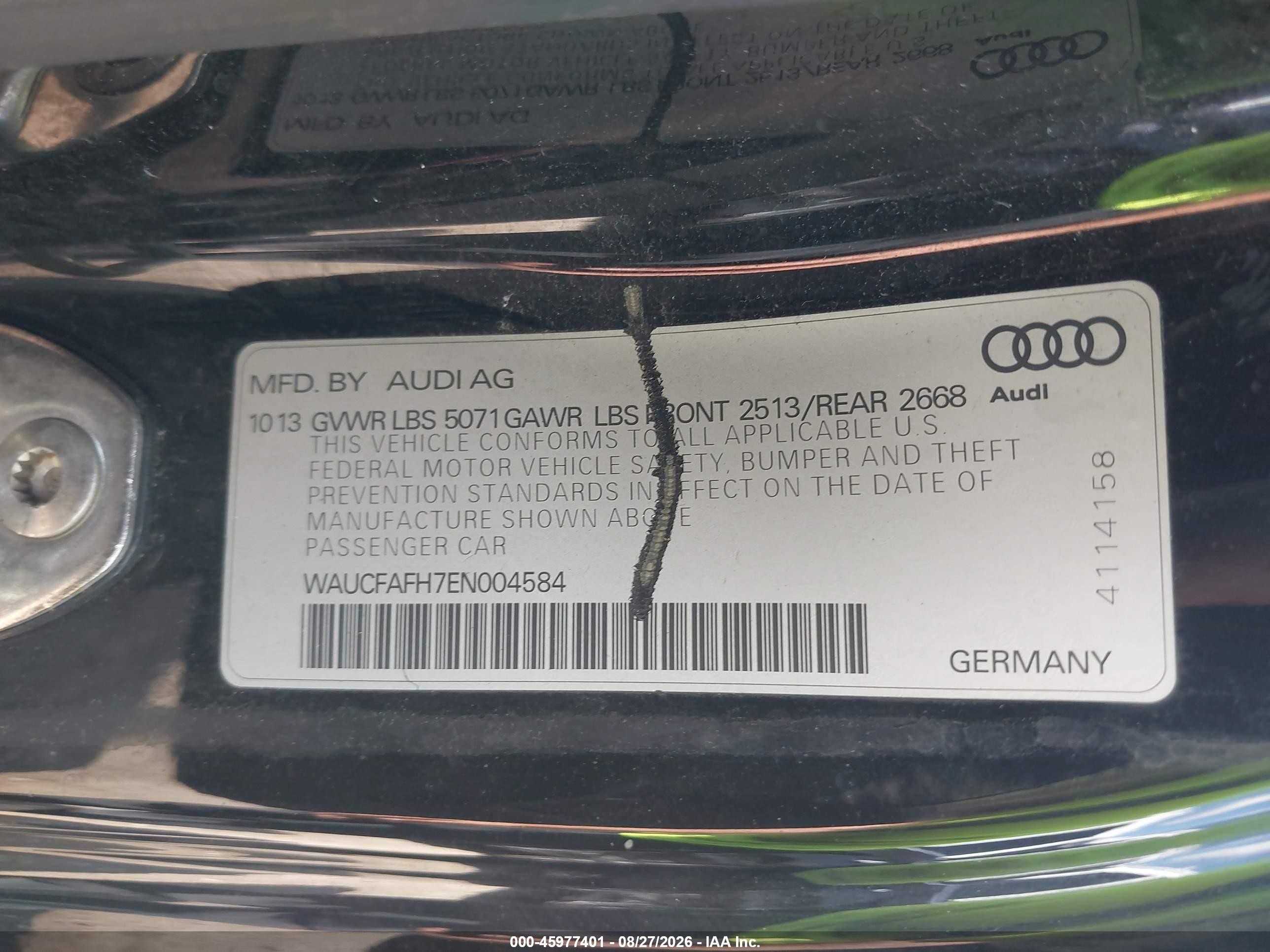 2014 Audi A5 2.0t Premium Black vin: WAUCFAFH7EN004584