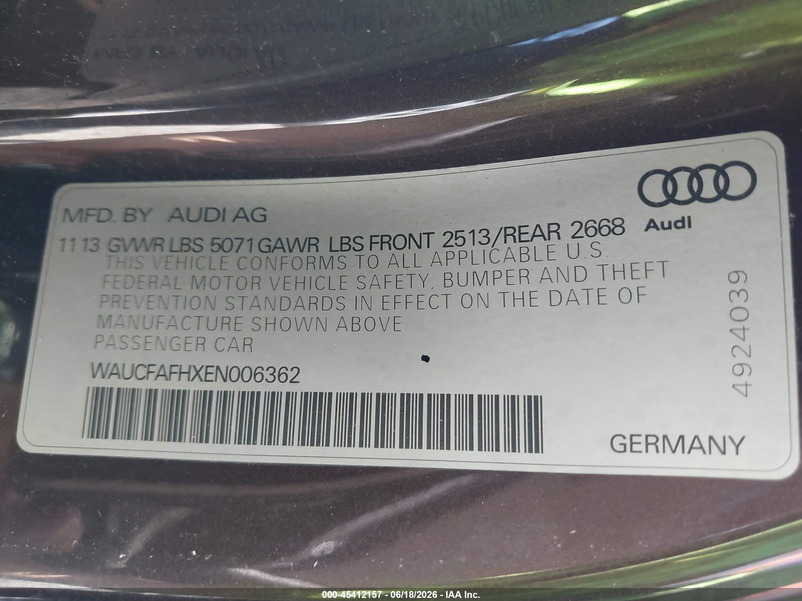 2014 Audi A5 2.0t Premium Dark Brown vin: WAUCFAFHXEN006362