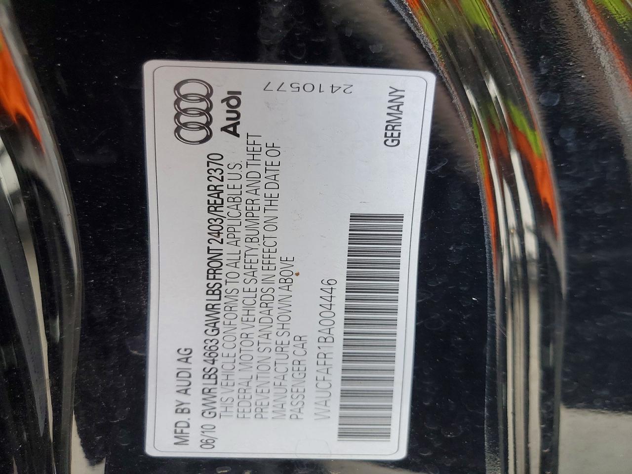 2011 Audi A5 Premium Черный vin: WAUCFAFR1BA004446