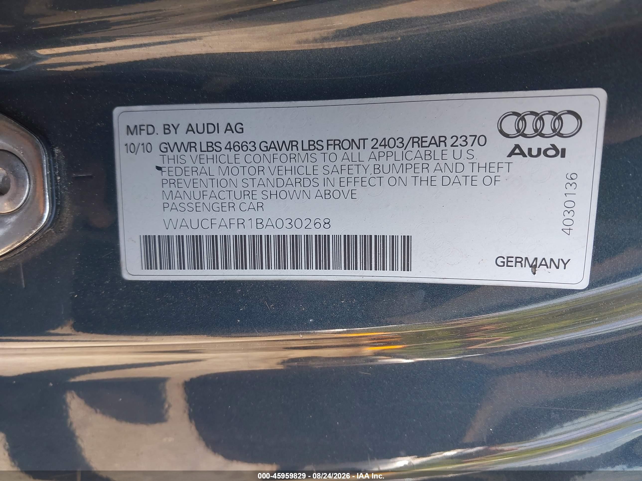 2011 Audi A5 Premium Gray vin: WAUCFAFR1BA030268