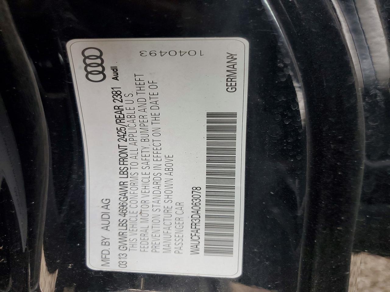 2013 Audi A5 Premium Black vin: WAUCFAFR3DA063078