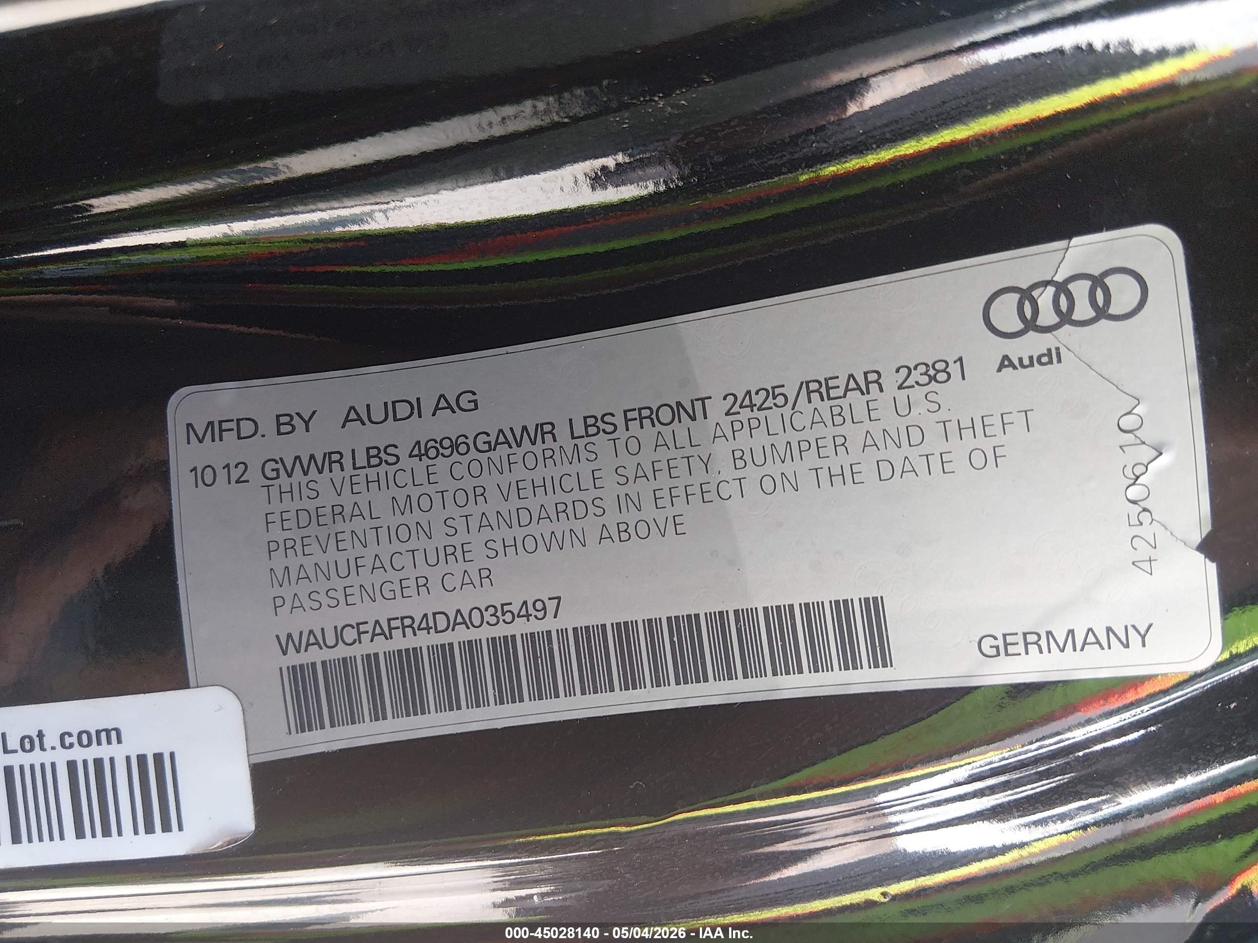 2013 Audi A5 2.0t Premium Черный vin: WAUCFAFR4DA035497