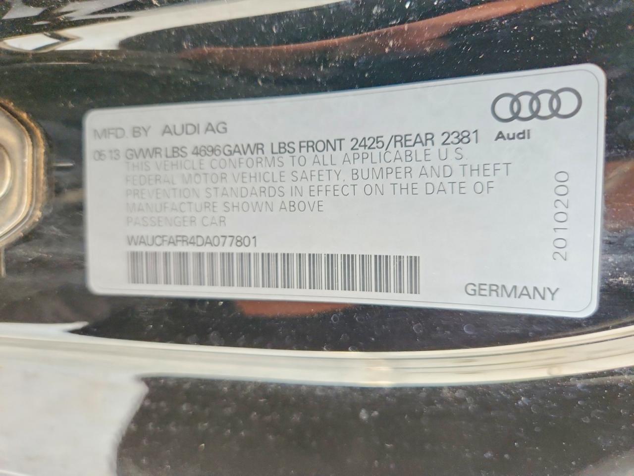 2013 Audi A5 Premium Black vin: WAUCFAFR4DA077801