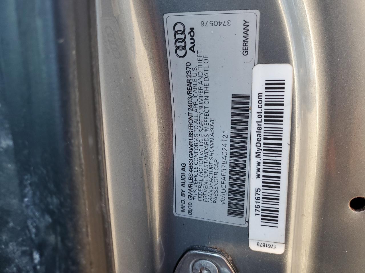 2011 Audi A5 Premium Gray vin: WAUCFAFR7BA024121