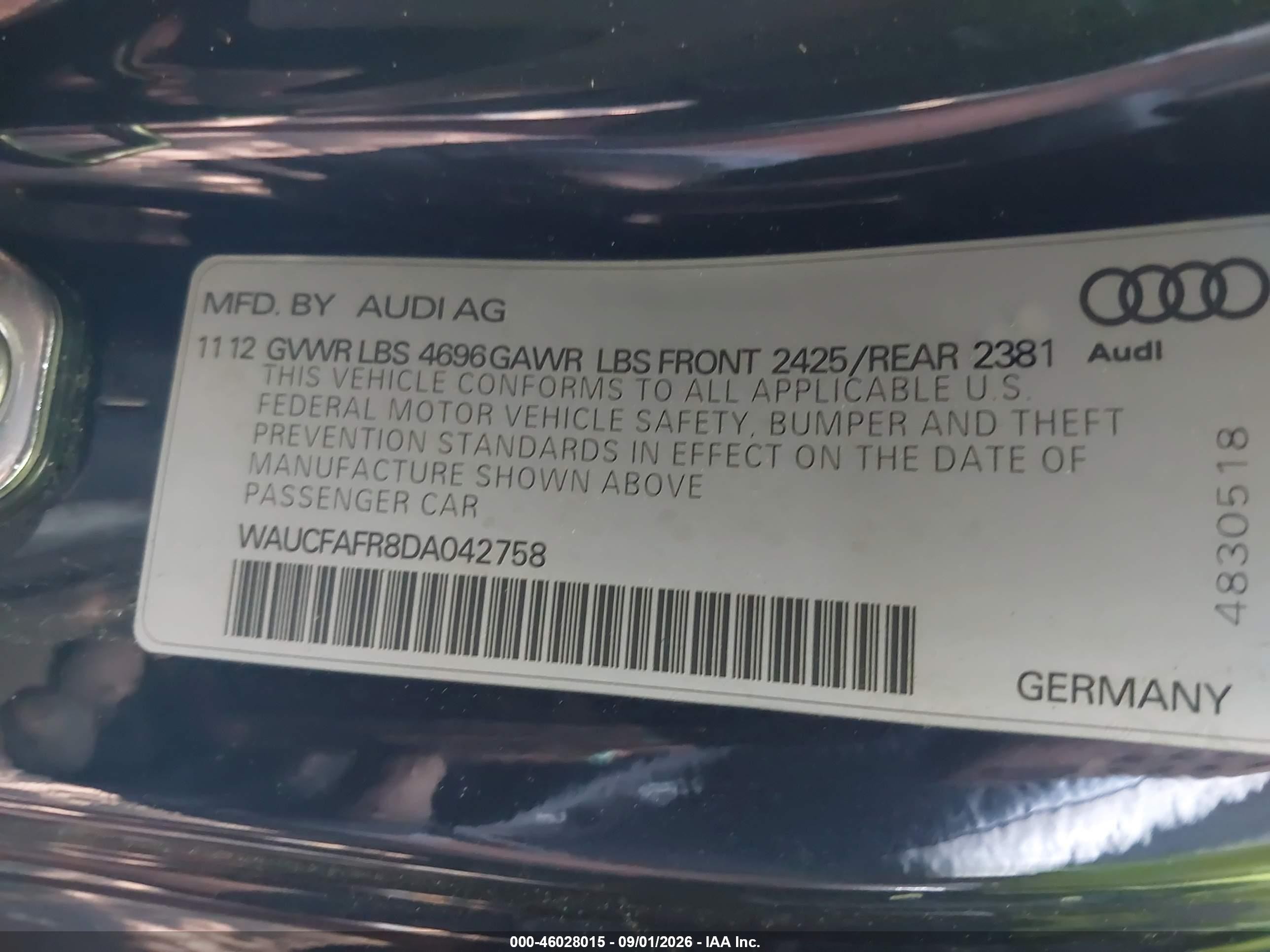 2013 Audi A5 2.0t Premium Серый vin: WAUCFAFR8DA042758