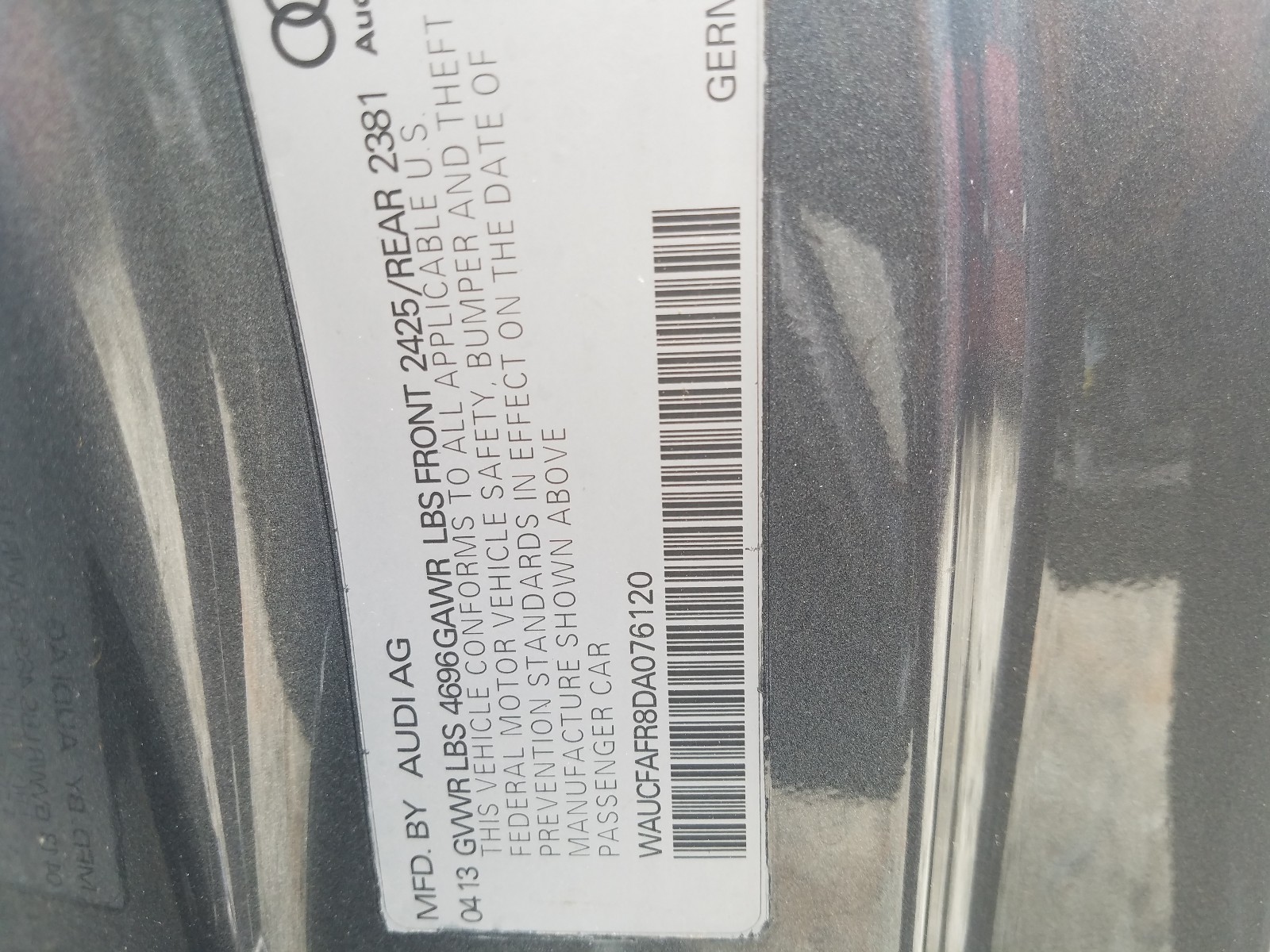2013 Audi A5 Premium Gray vin: WAUCFAFR8DA076120