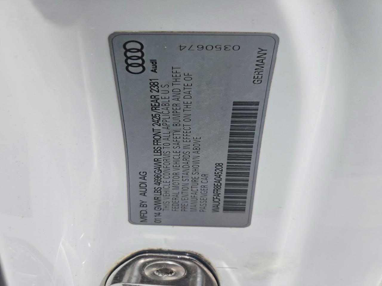 2014 Audi A5 Premium White vin: WAUCFAFR8EA045208