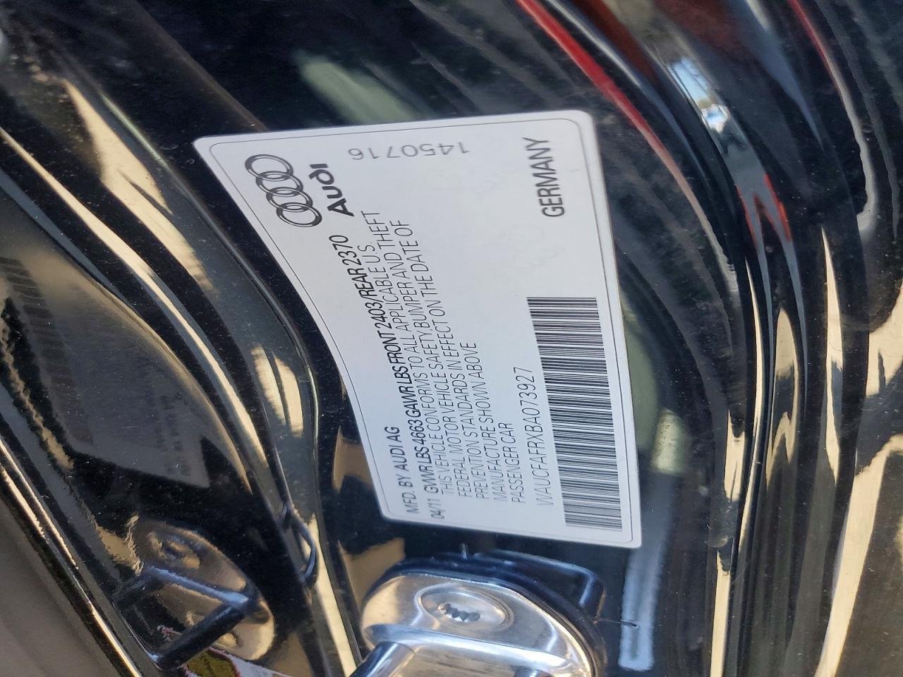 2011 Audi A5 Premium Black vin: WAUCFAFRXBA073927
