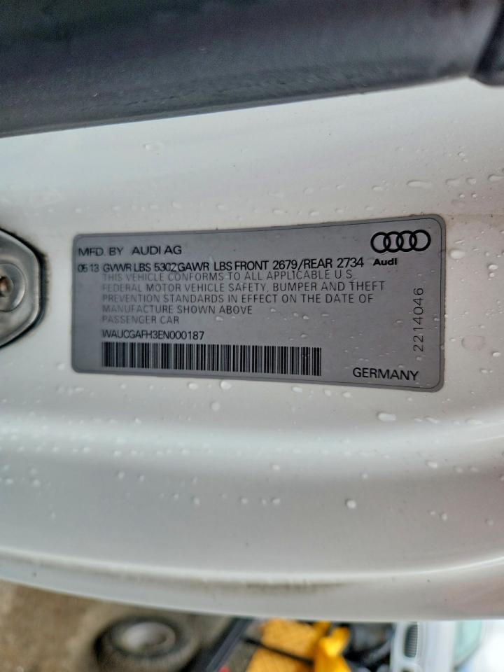 2014 Audi S5 Premium Plus White vin: WAUCGAFH3EN000187