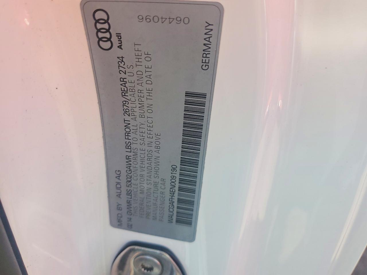 2014 Audi S5 Premium Plus White vin: WAUCGAFH4EN009190