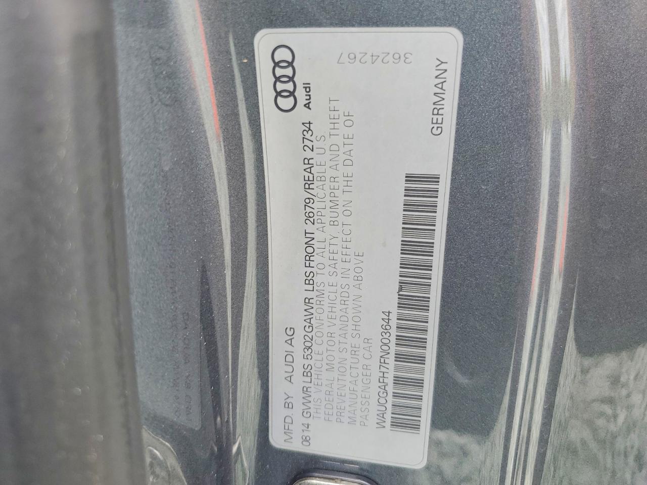2015 Audi S5 Premium Plus Gray vin: WAUCGAFH7FN003644