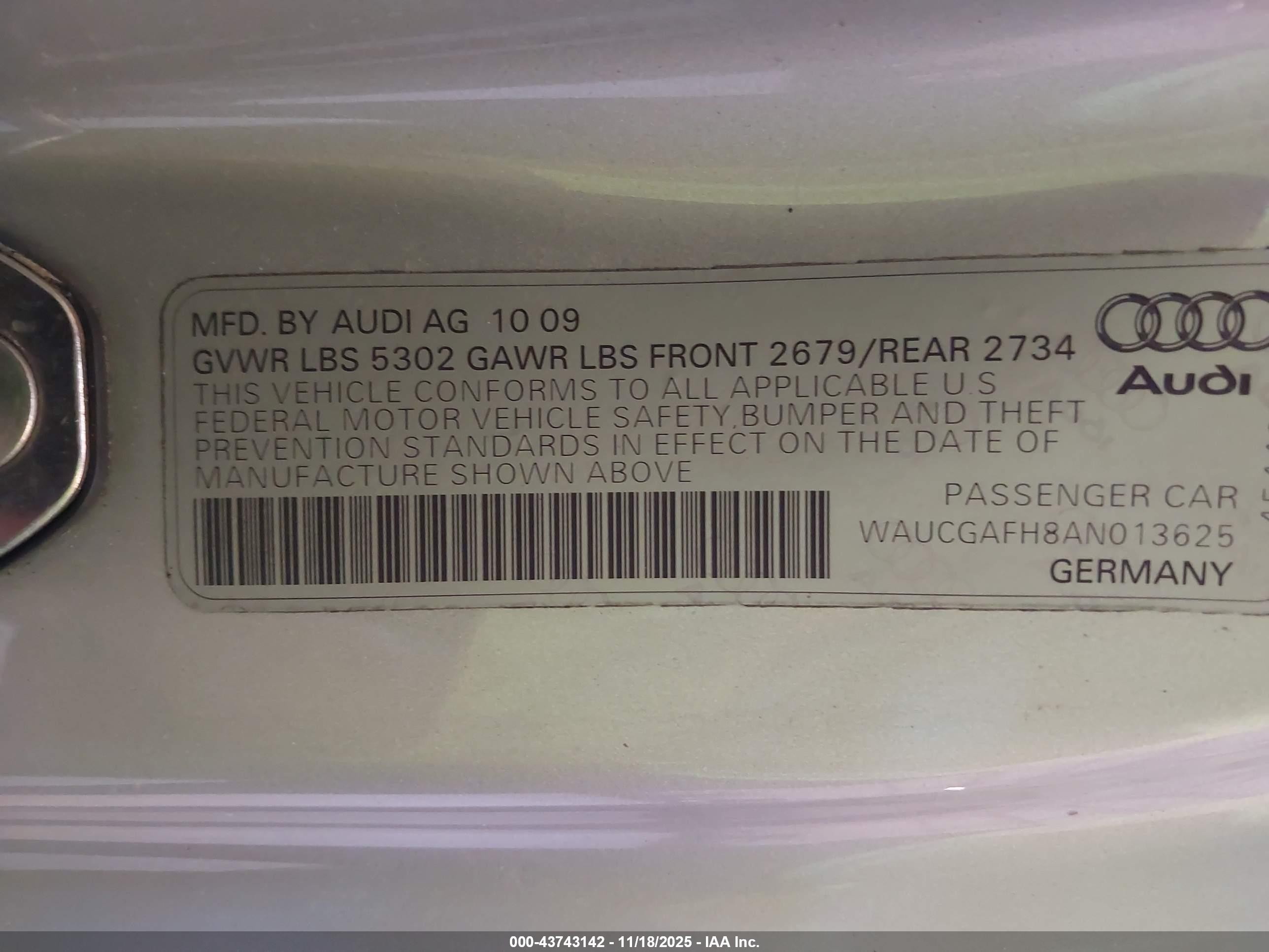 2010 Audi S5 3.0 Premium Plus Silver vin: WAUCGAFH8AN013625