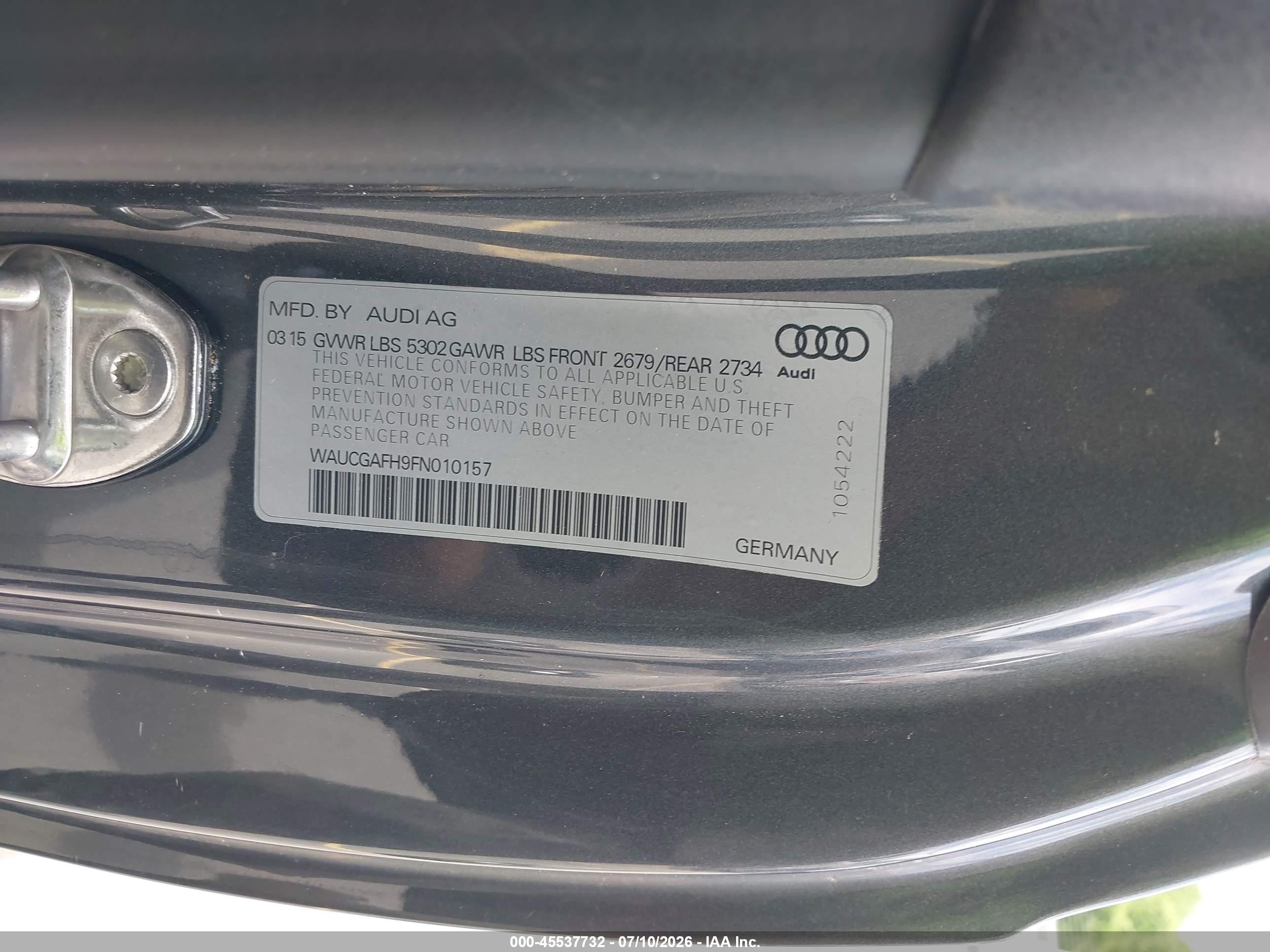 2015 Audi S5 3.0t Premium Plus Gray vin: WAUCGAFH9FN010157