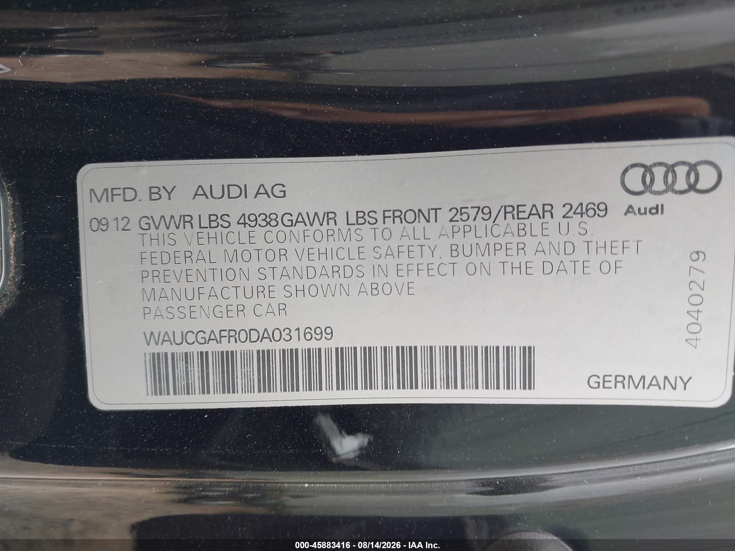 2013 Audi S5 3.0t Premium Plus Black vin: WAUCGAFR0DA031699