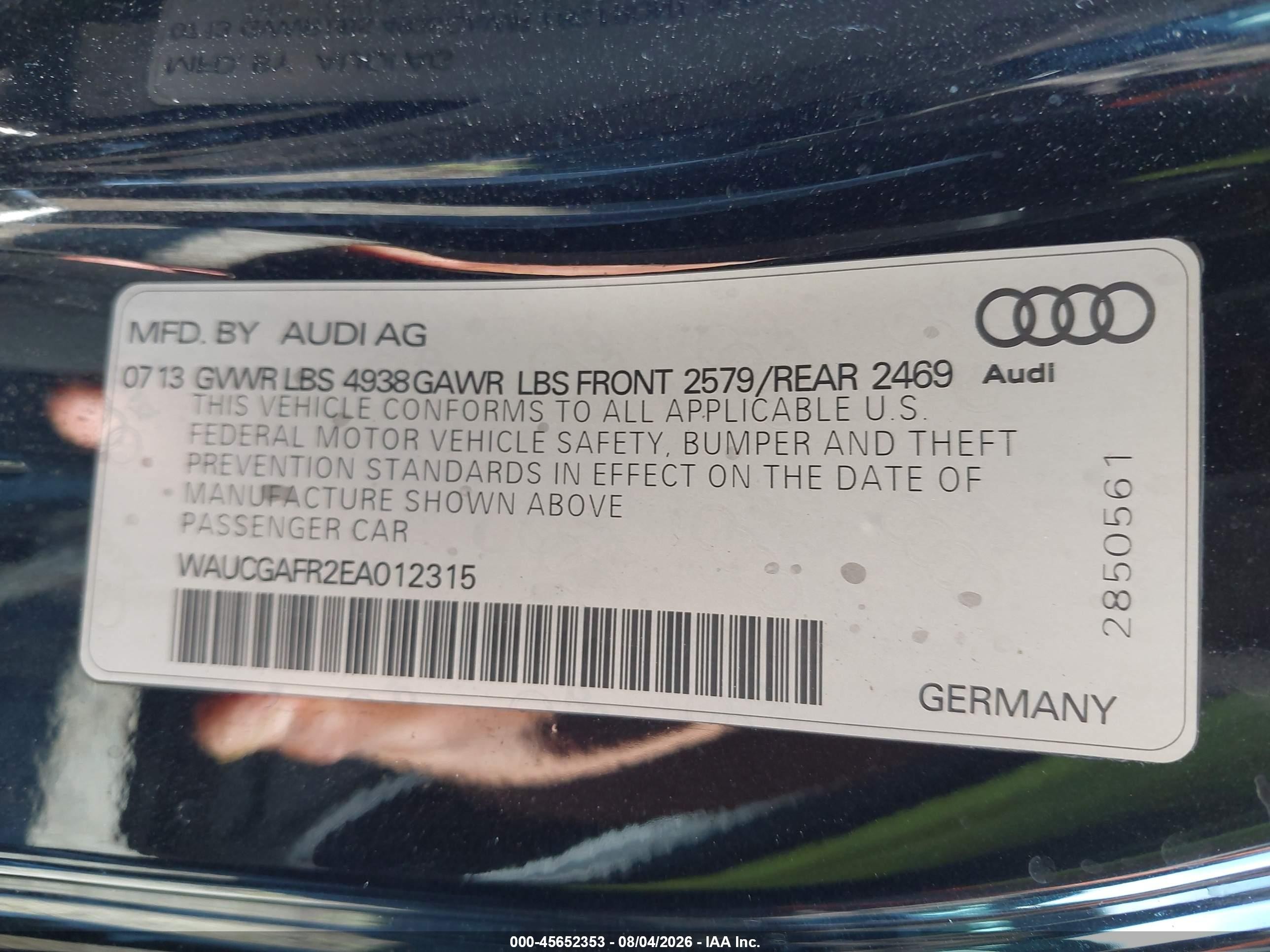 2014 Audi S5 3.0t Premium Plus Black vin: WAUCGAFR2EA012315