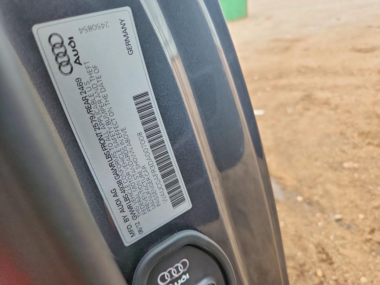 2013 Audi S5 Premium Plus Серый vin: WAUCGAFR3DA007008