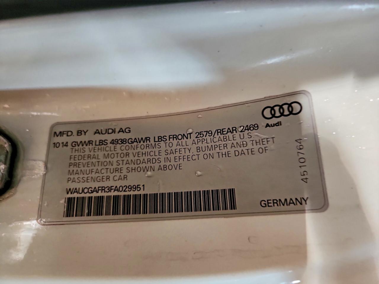 2015 Audi S5 Premium Plus White vin: WAUCGAFR3FA029951