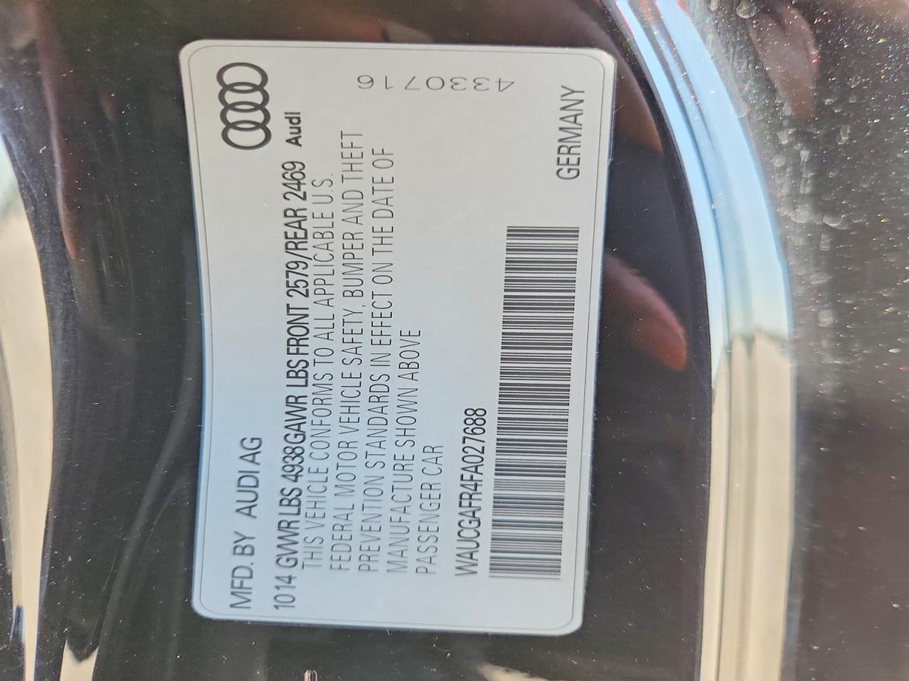 2015 Audi S5 Premium Plus Black vin: WAUCGAFR4FA027688