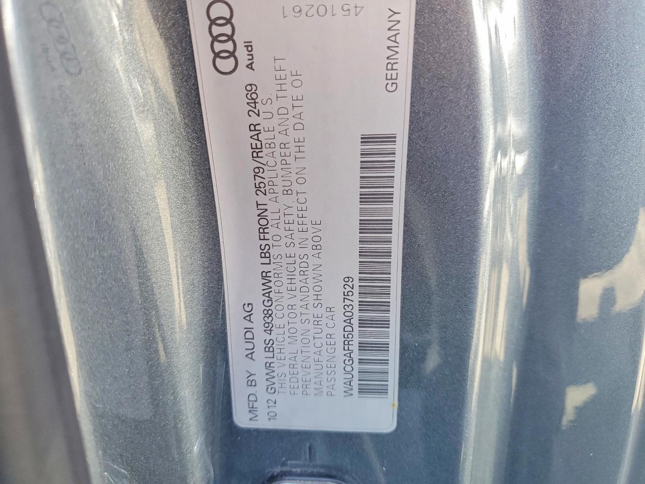 2013 Audi S5 Premium Plus Gray vin: WAUCGAFR5DA037529