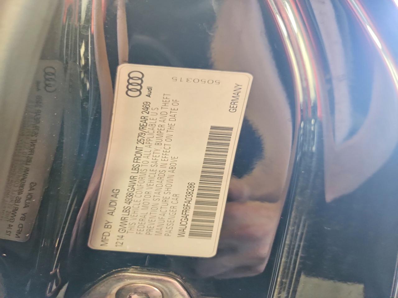 2015 Audi S5 Premium Plus Black vin: WAUCGAFR6FA038286