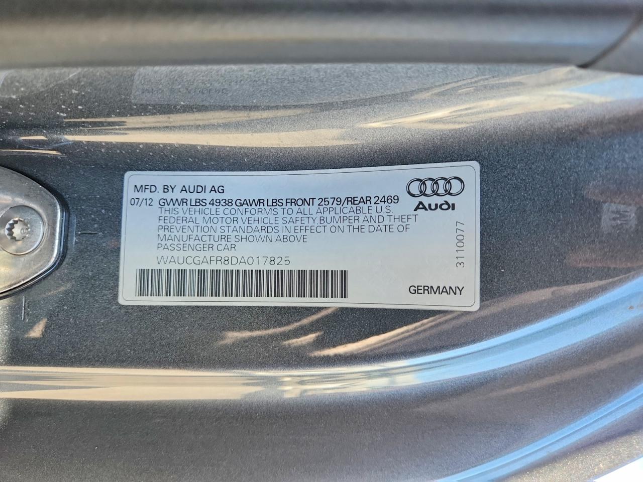 2013 Audi S5 Premium Plus Gray vin: WAUCGAFR8DA017825