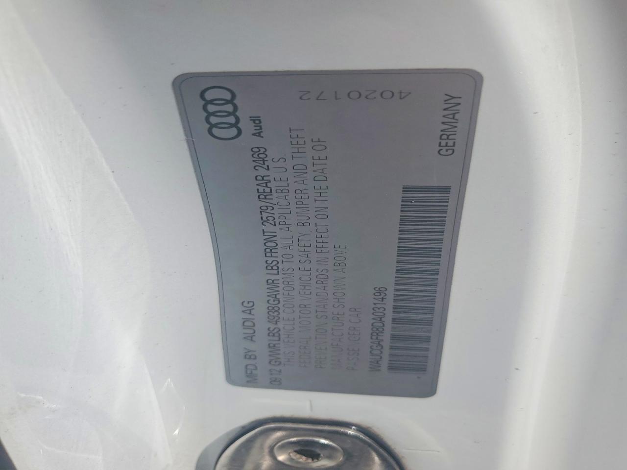 2013 Audi S5 Premium Plus White vin: WAUCGAFR8DA031496