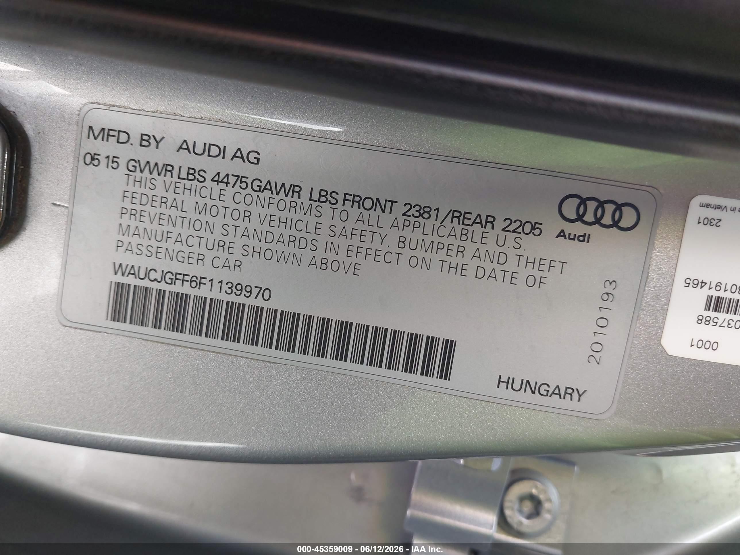 2015 Audi A3 2.0 Tdi Premium Gray vin: WAUCJGFF6F1139970