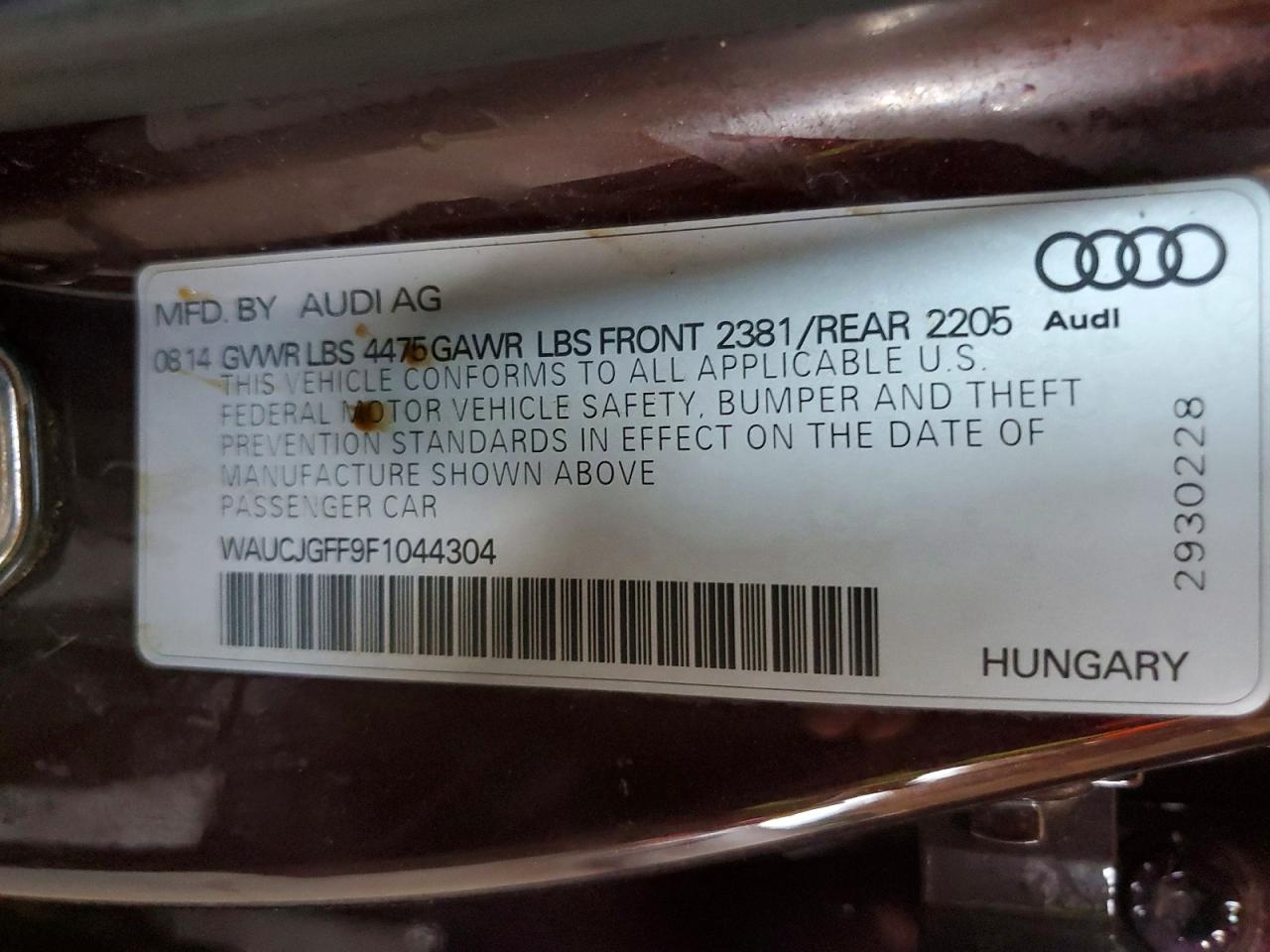 2015 Audi A3 Premium Plus Maroon vin: WAUCJGFF9F1044304