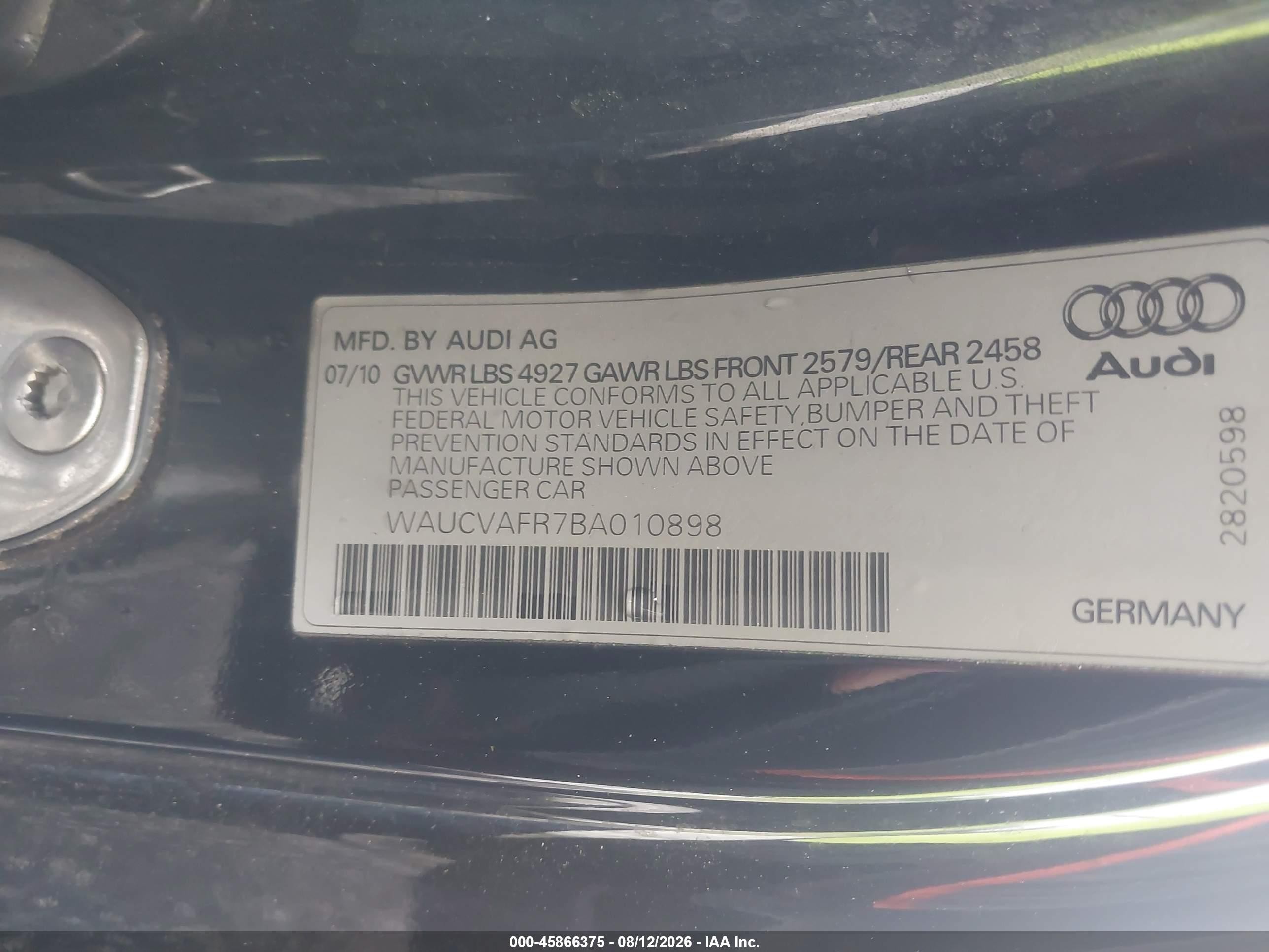 2011 Audi S5 4.2 Premium Plus Gray vin: WAUCVAFR7BA010898