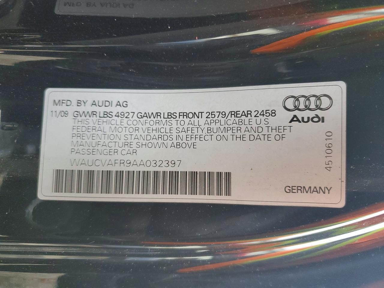2010 Audi S5 Premium Plus Black vin: WAUCVAFR9AA032397
