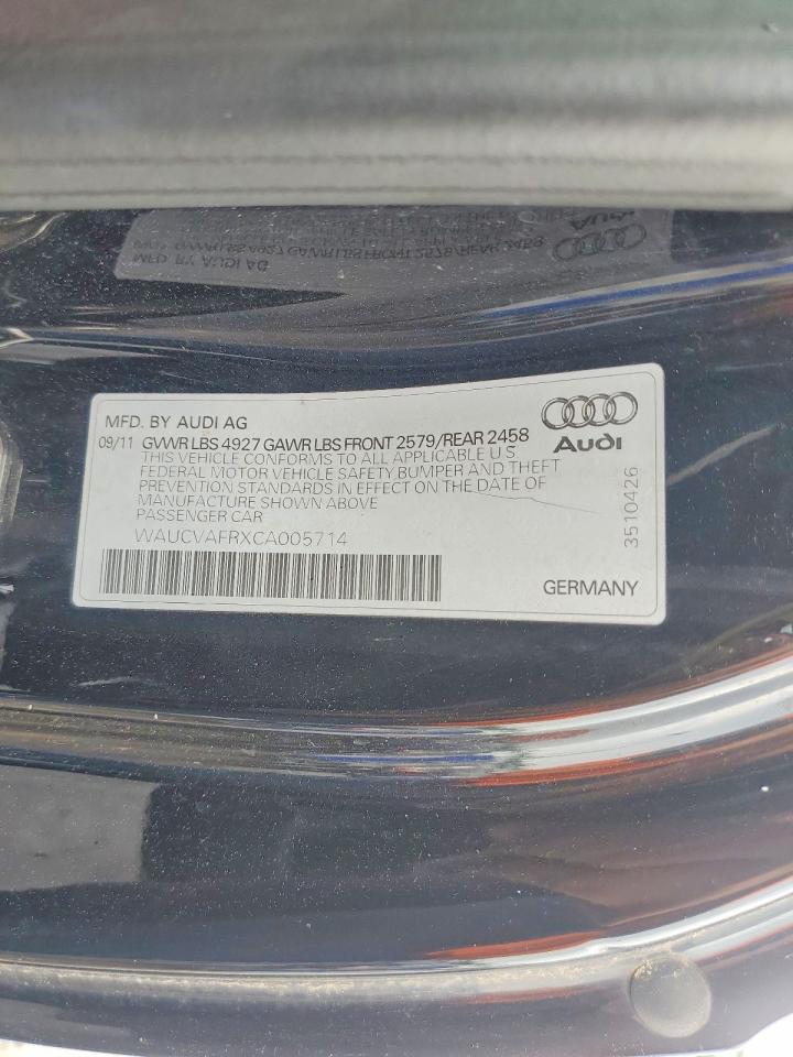 2012 Audi S5 Premium Plus Black vin: WAUCVAFRXCA005714