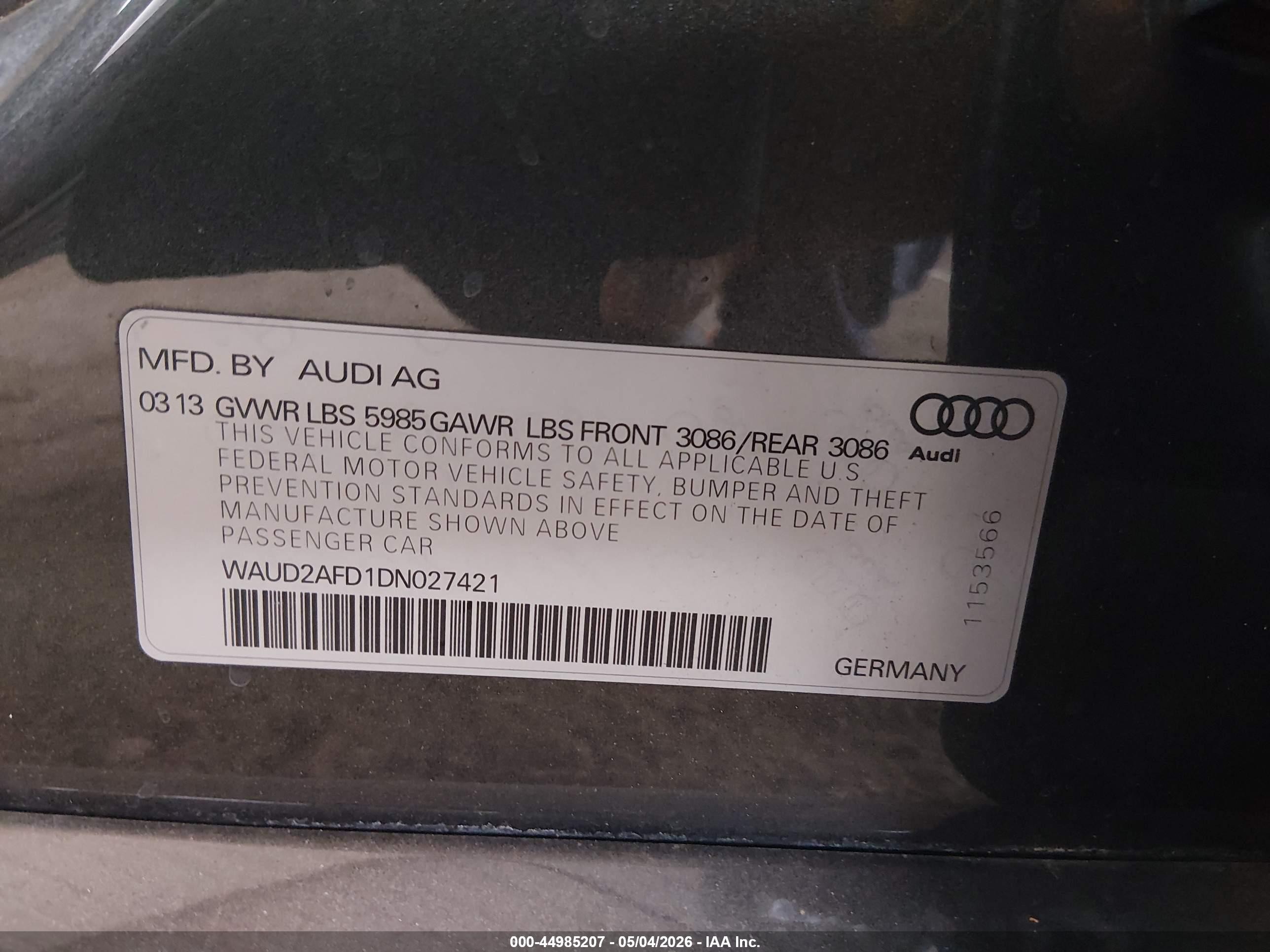 2013 Audi S8 4.0t Gray vin: WAUD2AFD1DN027421