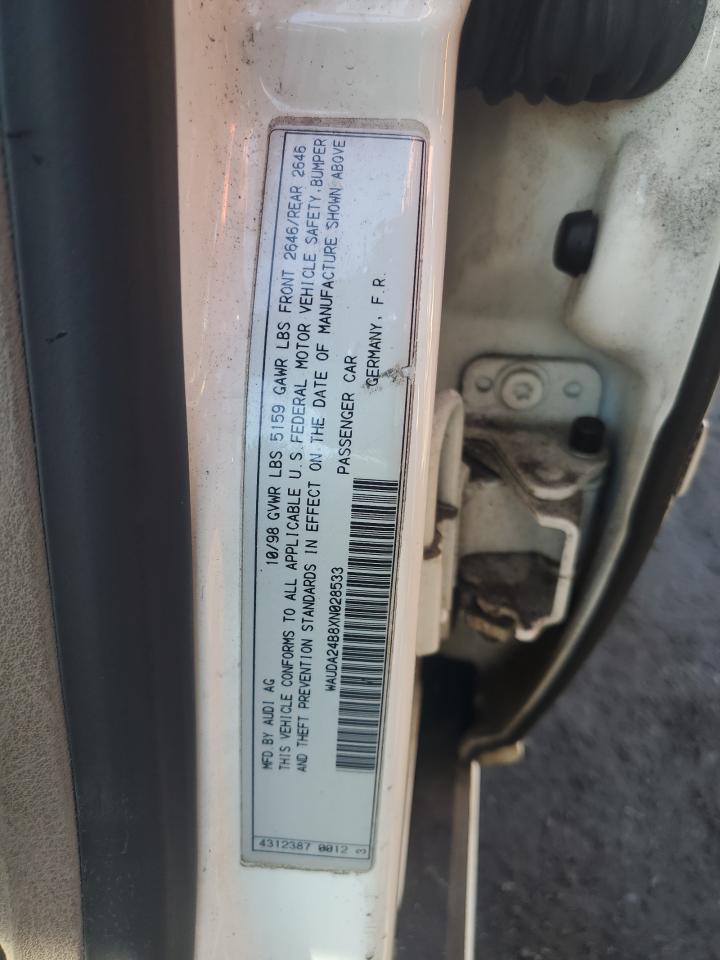 1999 Audi A6 Avant Quattro Белый vin: WAUDA24B8XN028533
