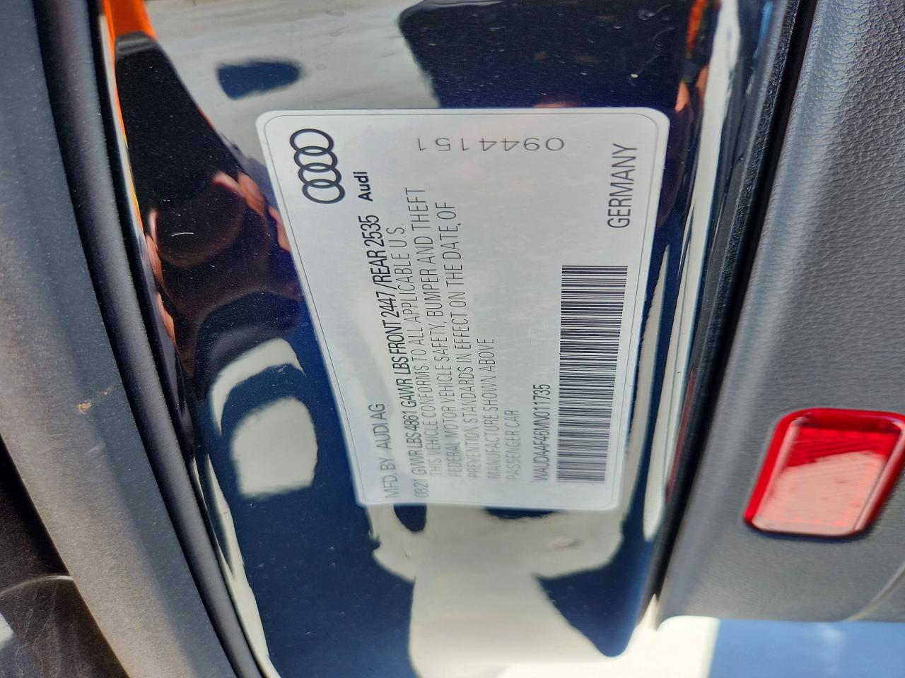 2021 Audi A4 Premium 45 Black vin: WAUDAAF46MN011735