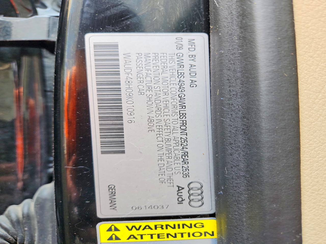 2009 Audi A4 2.0t Cabriolet Quattro Black vin: WAUDF48H09K010916